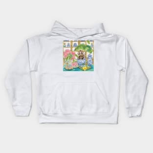 Cute monkey, lemons and chinoiserie jars Kids Hoodie